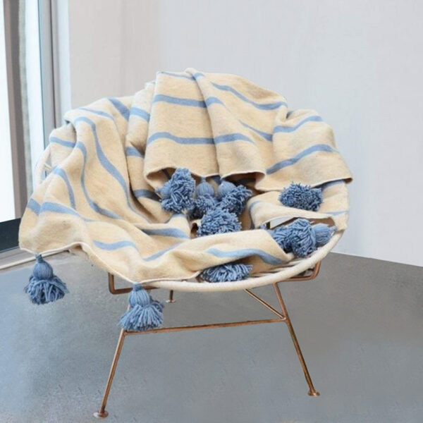 Elevate Your Space with Handwoven Moroccan Pom Pom Throw - A Timeless Blend of Comfort and Bohemian Elegance