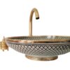 Elegant Moroccan Handmade, Hand painted Ceramic Sink with Brass Drain - A Timeless Work of Art - Image 4