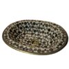 Elegant Hand-hammered brass sink studded with wood and resin - Image 2