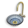 Elegant Moroccan Handmade, Hand painted Ceramic Sink with Brass Drain - A Timeless Work of Art