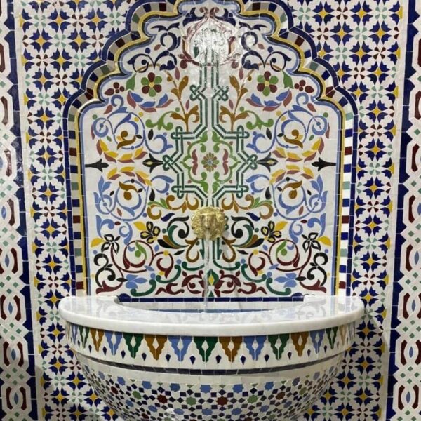 Timeless Elegance: Moroccan Mosaic Wall Fountain - Artistry in Every Drop - Image 2