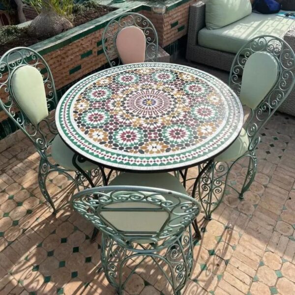 Elegant Moroccan Mosaic Table: A Timeless Work of Art for Your Indoor or Outdoor Oasis