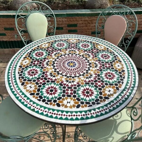 Elegant Moroccan Mosaic Table: A Timeless Work of Art for Your Indoor or Outdoor Oasis - Image 4