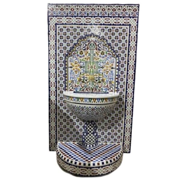 Timeless Elegance: Moroccan Mosaic Wall Fountain - Artistry in Every Drop