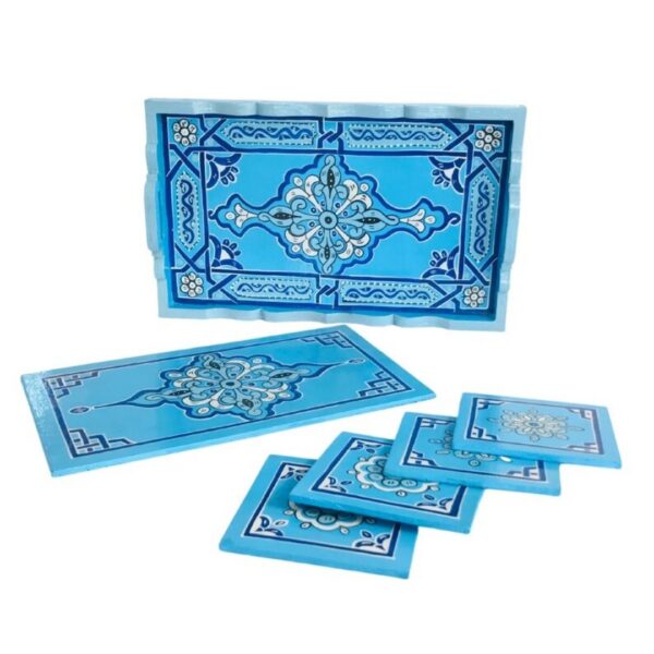 Exquisite Moroccan Handcrafted and Hand-Painted Moroccan Wooden Tray - Vintage TV Tray Table & Housewarming Party Decorations