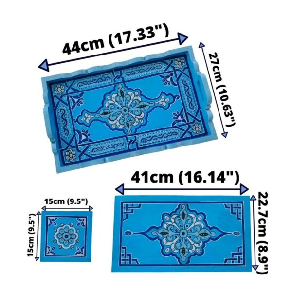 Exquisite Moroccan Handcrafted and Hand-Painted Moroccan Wooden Tray - Vintage TV Tray Table & Housewarming Party Decorations - Image 3