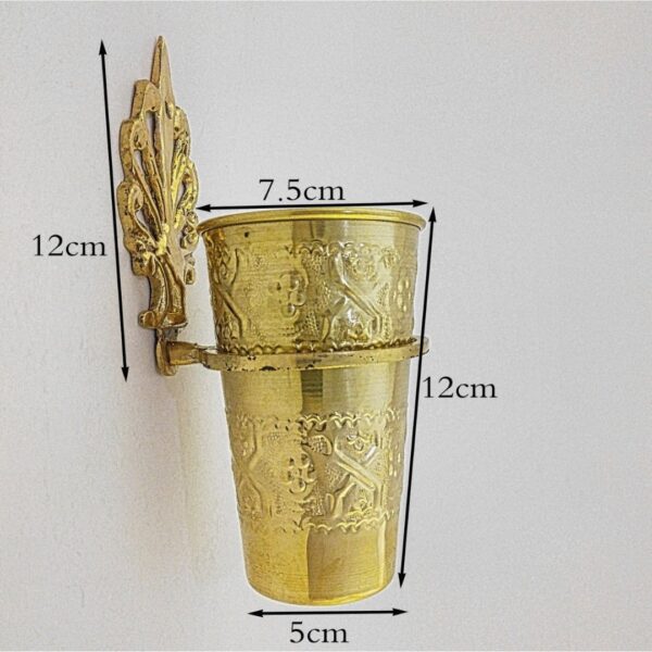 Elegant Handcrafted Moroccan solid Brass Wall Toothbrush Holder Cup - Image 6