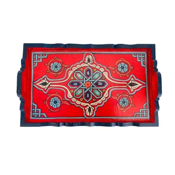 Exquisite Moroccan Handcrafted and Hand-Painted Moroccan Wooden Tray - Vintage TV Tray Table & Housewarming Party Decorations - Image 4