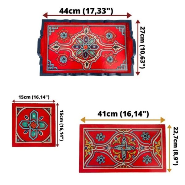 Exquisite Moroccan Handcrafted and Hand-Painted Moroccan Wooden Tray - Vintage TV Tray Table & Housewarming Party Decorations - Image 6
