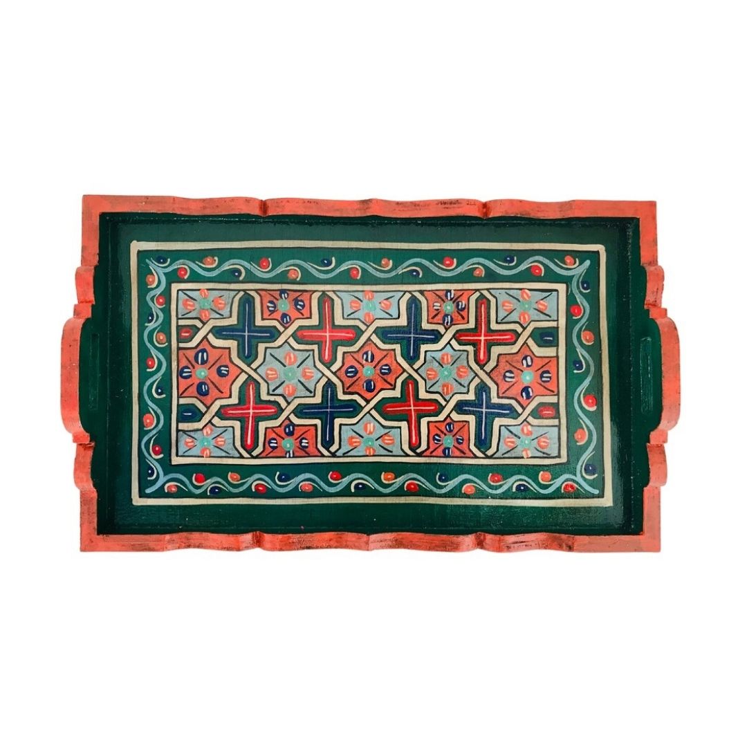 Exquisite Moroccan Handcrafted and Hand-Painted Moroccan Wooden Tray - Vintage TV Tray Table & Housewarming Party Decorations - Image 4