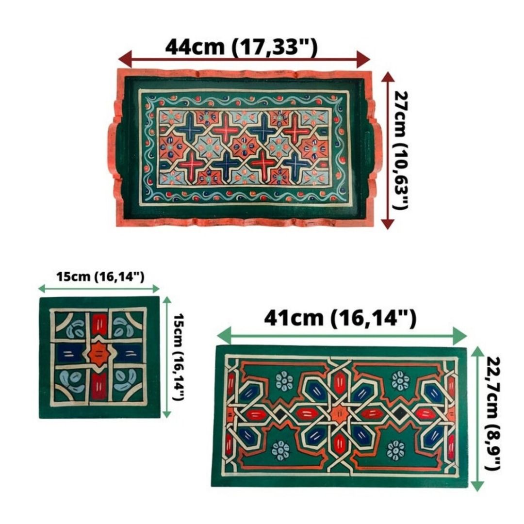 Exquisite Moroccan Handcrafted and Hand-Painted Moroccan Wooden Tray - Vintage TV Tray Table & Housewarming Party Decorations - Image 6