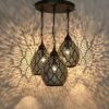 Chandelier of 3 elegant Moroccan Antique Brass Pendant Light - Handcrafted Beauty for Your Home - Image 2