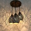 Chandelier of 3 elegant Moroccan Antique Brass Pendant Light - Handcrafted Beauty for Your Home