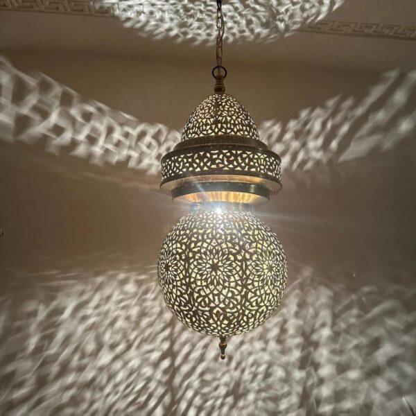 Elegant Moroccan Antique Brass Pendant Light - Handcrafted Beauty for Your Home - Image 3