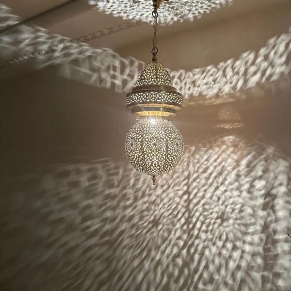 Elegant Moroccan Antique Brass Pendant Light - Handcrafted Beauty for Your Home - Image 2