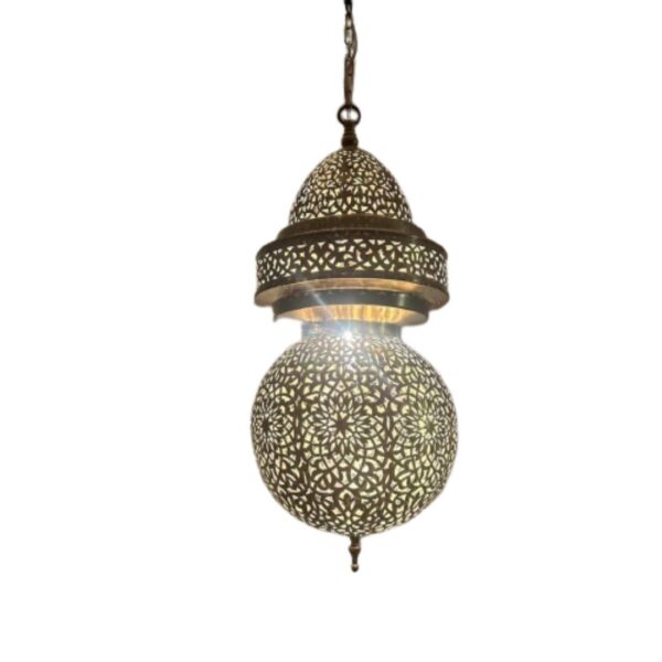 Elegant Moroccan Antique Brass Pendant Light - Handcrafted Beauty for Your Home - Image 9