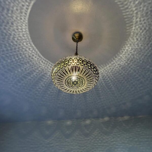 Elegant Moroccan Antique Brass Pendant Light - Handcrafted Beauty for Your Home - Image 2