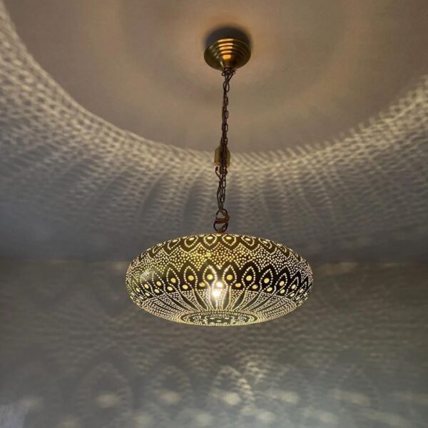 Elegant Moroccan Antique Brass Pendant Light - Handcrafted Beauty for Your Home - Image 4