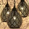 Chandelier of 3 elegant Moroccan Antique Brass Pendant Light - Handcrafted Beauty for Your Home - Image 3