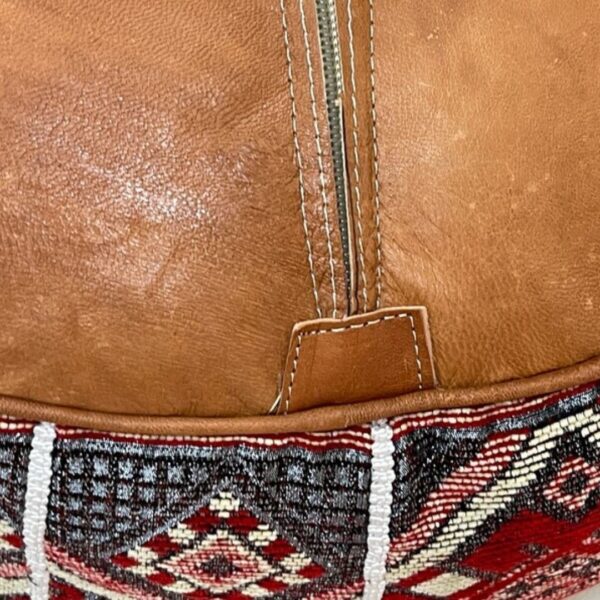 Luxury Moroccan Handmade Leather / Textile Pouf - Add Warmth and Elegance to Your Home, or Office - Image 5