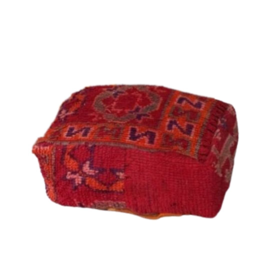Elevate Your Decor with Handcrafted Moroccan Kilim Pouff – Vintage Elegance for Your Home