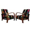 Handmade Walnut Wood and Vintage Kilim Moroccan Style Lounge Chair - Retro Chic Comfort for Your Space