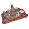 Exquisite Handcrafted Moroccan Teapot Set: Luxury Ceramic Elegance with Nickel Silver Inlays