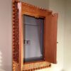 Hand-carved Moroccan Vintage Wooden Window with Brass Accents - Unique Wall Art and Mirror Frame - Image 2