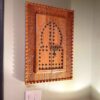 Hand-carved Moroccan Vintage Wooden Window with Brass Accents - Unique Wall Art and Mirror Frame