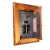 Hand-carved Moroccan Vintage Wooden Window with Brass Accents - Unique Wall Art and Mirror Frame - Image 5