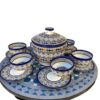 Authentic Moroccan Elegance: Hand-Crafted Ceramic Tureen Set with 6 Bowls and 6 flat